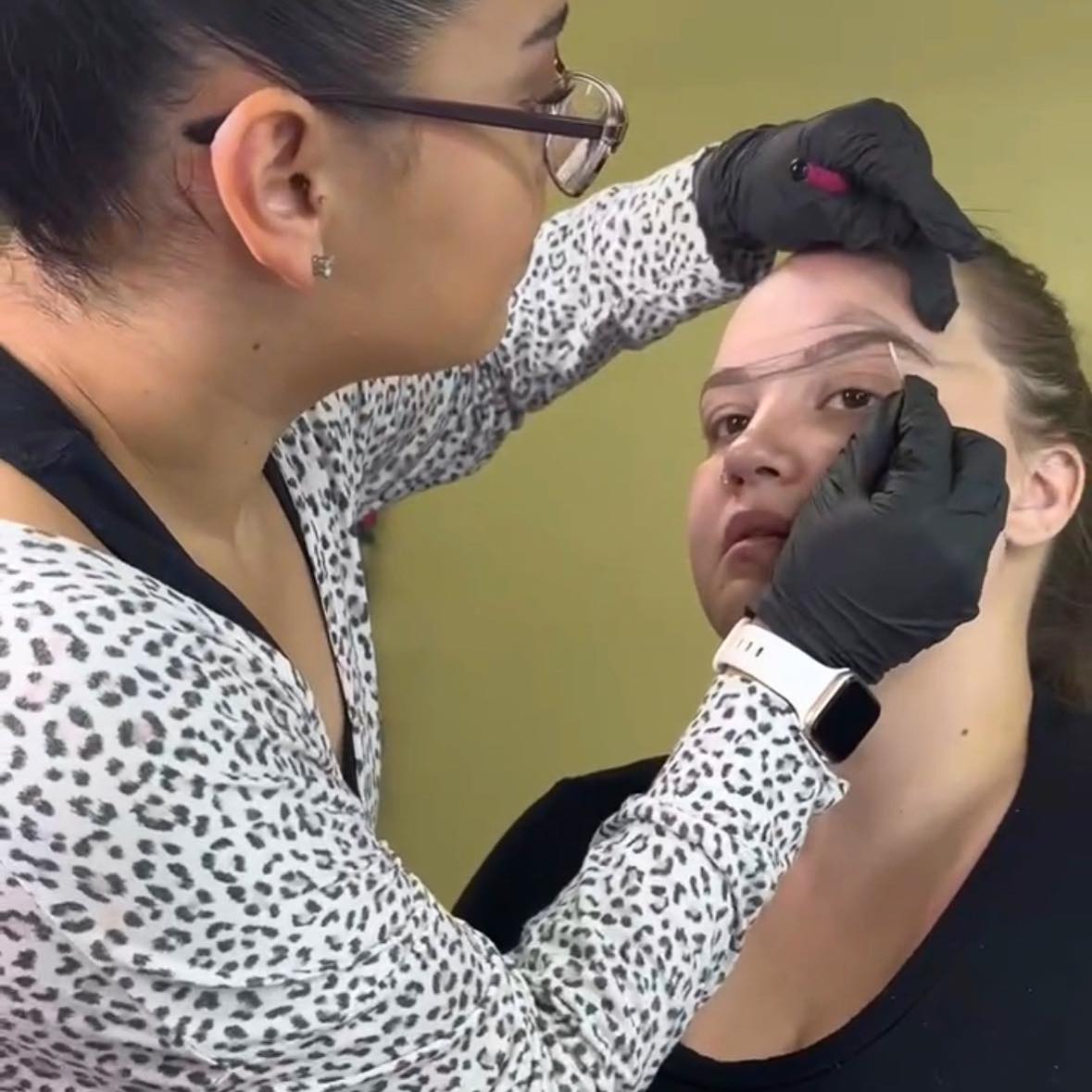 Brow mapping and shaping in progress at the MakeupByGen studio